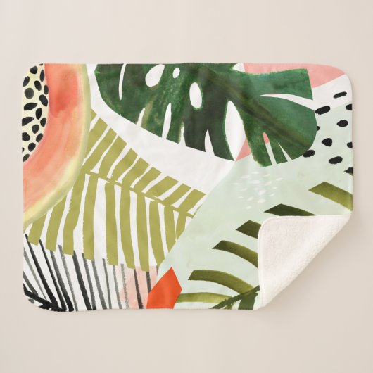 Oerwoud Beat Tropical Greenery Sherpa Deken (Voorkant (horizontaal))