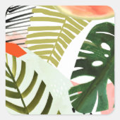 Oerwoud Beat Tropical Greenery Vierkante Sticker (Voorkant)
