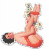 Oerwoud Bell Pin-up Brunette in Red Swimsuit Sticker (Voorkant)