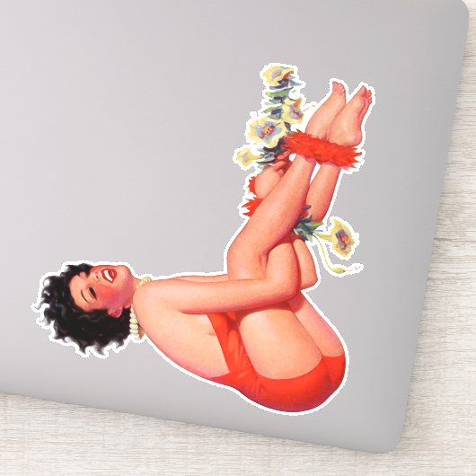 Oerwoud Bell Pin-up Brunette in Red Swimsuit Sticker (Detail)