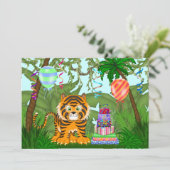 Oerwoud Bengal Tiger Birthday Party Kaart (Staand voorkant)