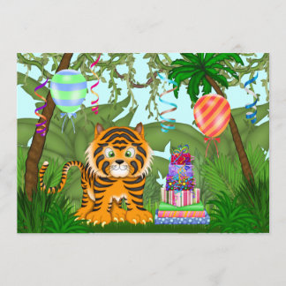 Oerwoud Bengal Tiger Birthday Party Kaart