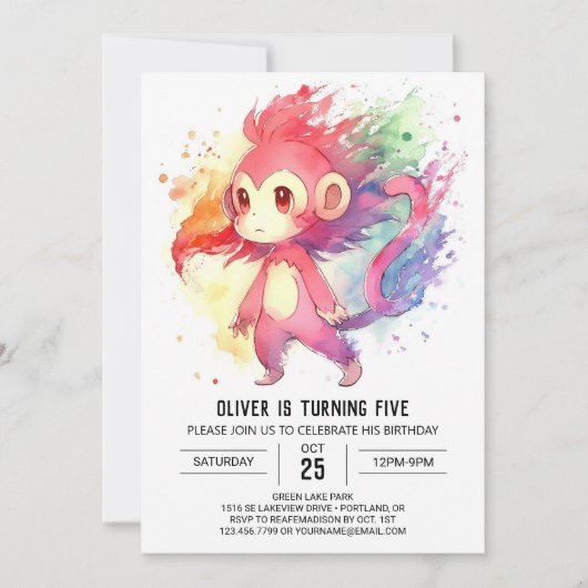 Oerwoud Bewerkbare Monkey Birthday Kaart (Voorkant)