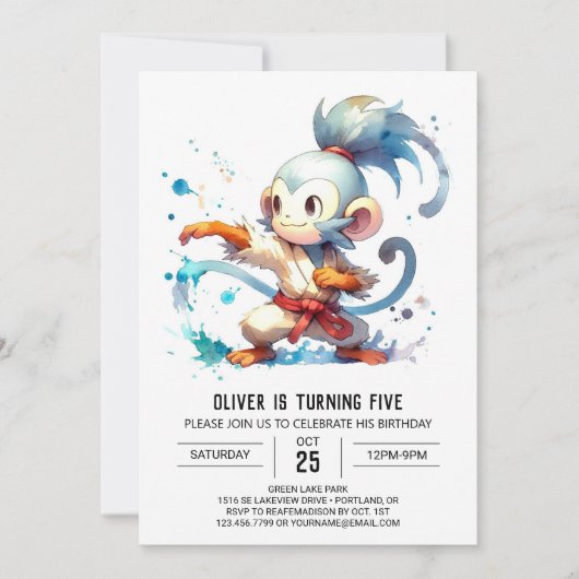 Oerwoud Bewerkbare Monkey Birthday Kaart (Voorkant)