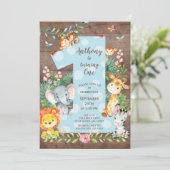 Oerwoud Big One Boys Verjaardagsuitnodiging Kaart (Staand voorkant)