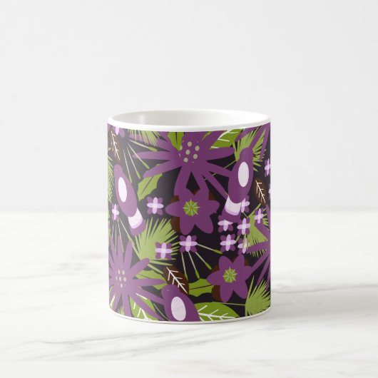 Oerwoud Bird Pattern Paars Greenery Tropical Koffiemok (Center)