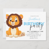 Oerwoud Birthday Boy LION Uitnodiging (Voorkant)