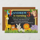 Oerwoud Birthday Invitation Safari Birthday Invite Kaart (Voorkant / Achterkant)