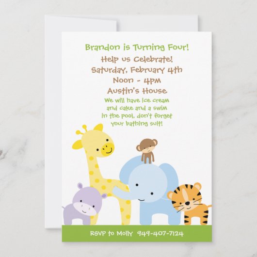 Oerwoud Birthday Party Invitation Kaart (Voorkant)