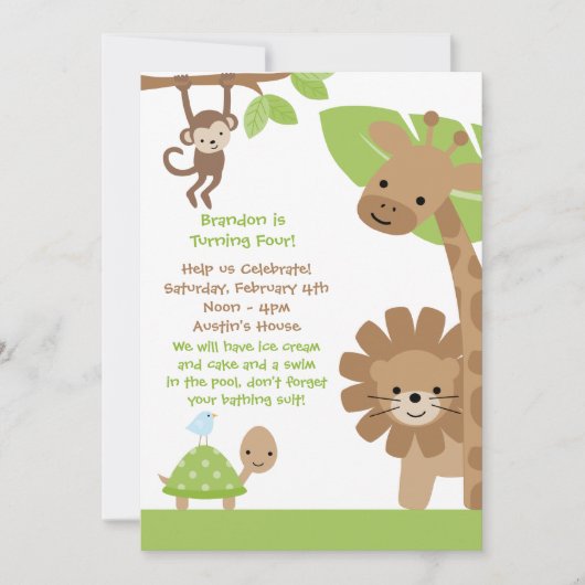 Oerwoud Birthday Party Invitation Kaart (Voorkant)