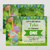 Oerwoud Birthday Party Invitation Kaart (Voorkant / Achterkant)