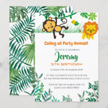 Oerwoud Birthday Party Invitation Lion for Boys