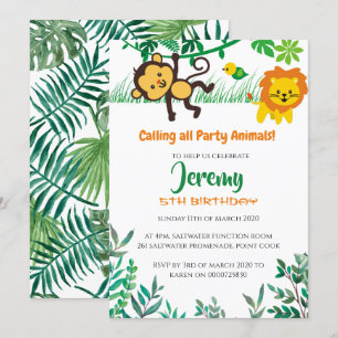 Oerwoud Birthday Party Invitation Lion for Boys Kaart
