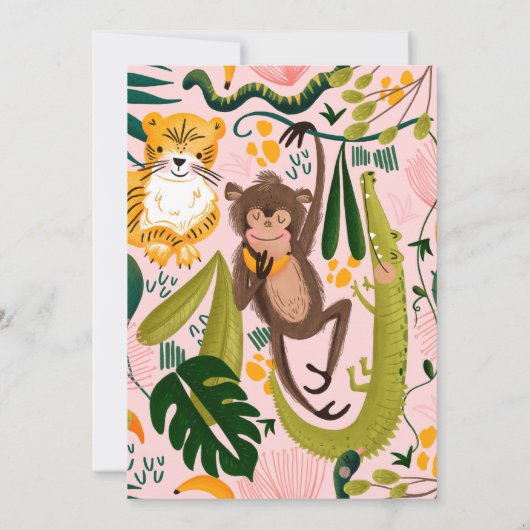 Oerwoud Birthday Party Kaart (Achterkant)