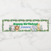 Oerwoud Birthday Party Waterfles Etiket (Enkel label)