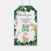 Oerwoud Birthday Safari Favor Bedankt Thema Cadeaulabel (Voorkant)