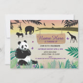 Oerwoud Birthday Safari Zoo Panda Birthday Invite Kaart (Voorkant)