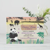 Oerwoud Birthday Safari Zoo Panda Birthday Invite Kaart (Staand voorkant)