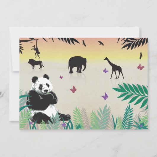Oerwoud Birthday Safari Zoo Panda Birthday Invite Kaart (Achterkant)