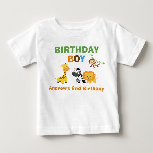 Oerwoud Birthday Tshirt Toddler Baby Safari (Voorkant)