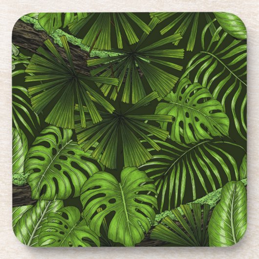 Oerwoud bladeren bier onderzetter (Voorkant)