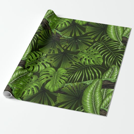 Oerwoud bladeren cadeaupapier (Uitgerold)