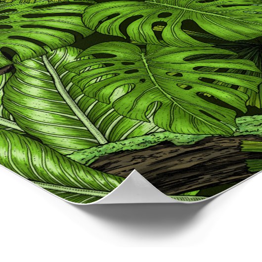 Oerwoud bladeren poster (Hoek)