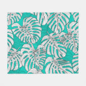 Oerwoud bladeren tropische bloemen naadloos fleece deken (Voorkant (Horizontaal))