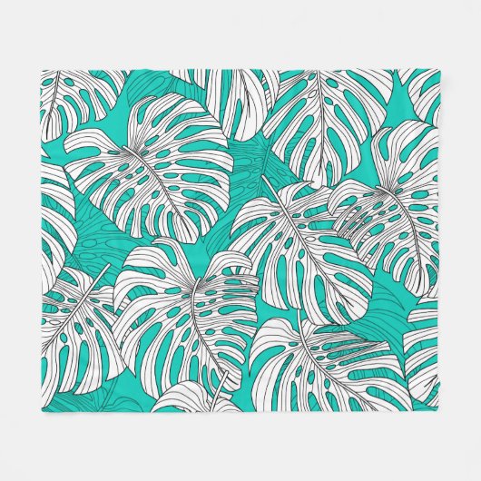 Oerwoud bladeren tropische bloemen naadloos fleece deken (Voorkant (Horizontaal))