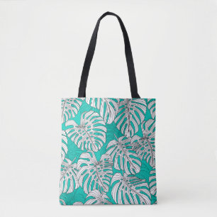 Oerwoud bladeren tropische bloemen naadloos tote bag