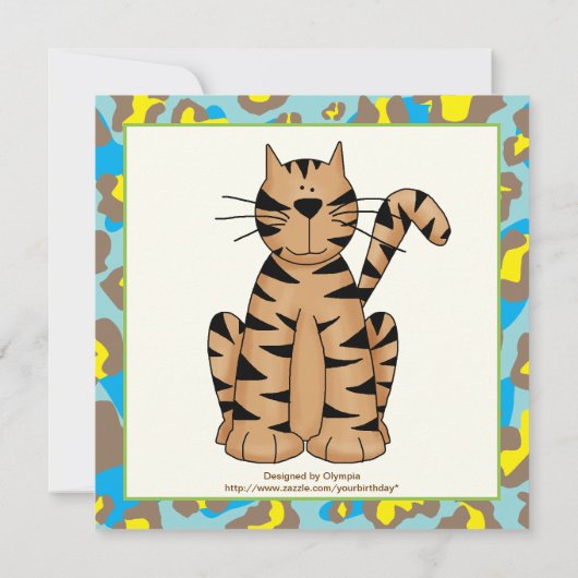 Oerwoud blauw, gele safari kinderen verjaardagsfee kaart (Achterkant)