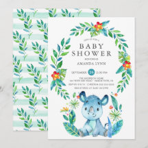 Oerwoud Blauw Rhinoceros Jongen Baby shower