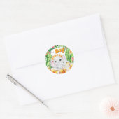 Oerwoud bloem baby jongen geboorte bekendmaking ronde sticker (Envelop)