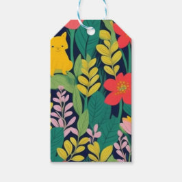 Oerwoud bloemblaadjes patroon cadeaulabel