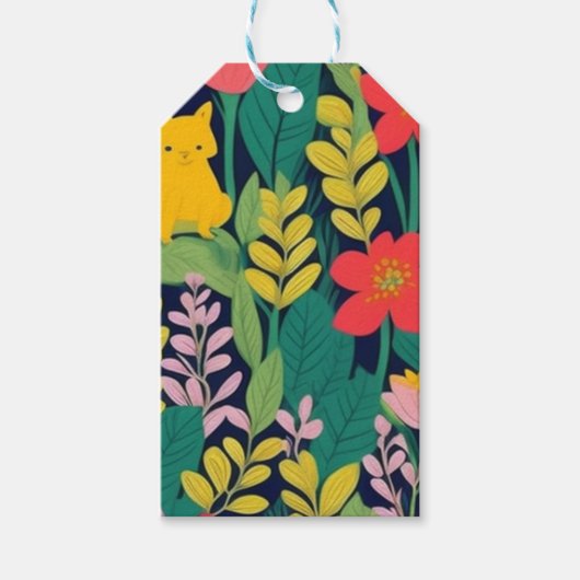 Oerwoud bloemblaadjes patroon cadeaulabel (Voorkant)