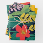 Oerwoud bloemblaadjes patroon inpakpapier vel (In situ)