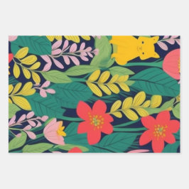 Oerwoud bloemblaadjes patroon inpakpapier vel