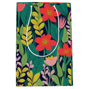 Oerwoud bloemblaadjes patroon medium cadeauzakje