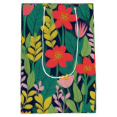 Oerwoud bloemblaadjes patroon medium cadeauzakje (Achterkant)