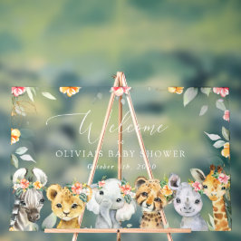 Oerwoud, Bloemen, Baby shower Welkom Acryl Bord