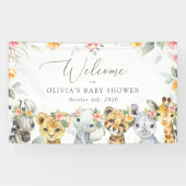 Oerwoud, Bloemen, Baby shower Welkom Spandoek (Horizontaal)
