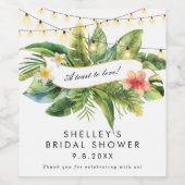 oerwoud bloementropische lichten vrijgezellenfeest wijn etiket (Enkel label)