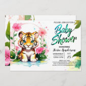 Oerwoud bloesems tijger Baby shower Kaart (Voorkant / Achterkant)