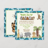 Oerwoud Blue Animals Safari Kids Verjaardagsfeest Kaart (Voorkant / Achterkant)