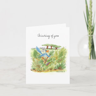 Oerwoud Blue Bird Note Kaart