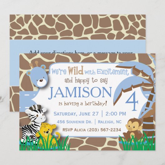 Oerwoud Blue verjaardagsuitnodiging Kaart (Voorkant / Achterkant)