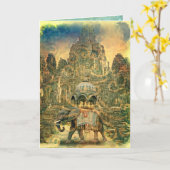 Oerwoud boek olifant Wenskaart Kaart (Gele Bloem)