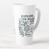 Oerwoud boottocht, themapark, minimalistisch ontwe latte mok (Rechterhoek)