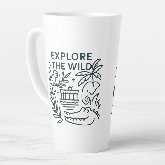 Oerwoud boottocht, themapark, minimalistisch ontwe latte mok (Linkerhoek)