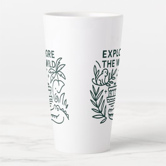 Oerwoud boottocht, themapark, minimalistisch ontwe latte mok (Voorkant)